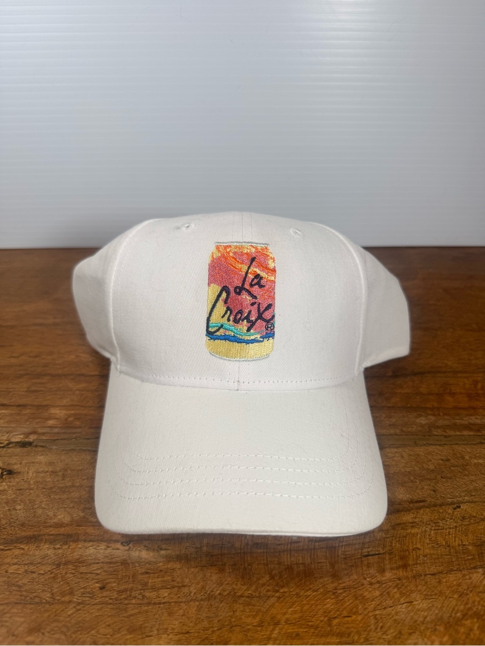NWOT La Croix Pamplemousse White Embroidered Cap w/ Velcro Strap